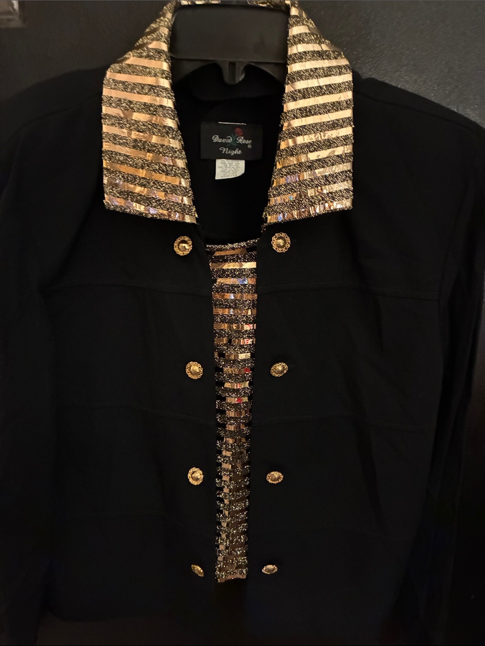David Rose Night Vintage Black Jacket with Gold Sequin Trim